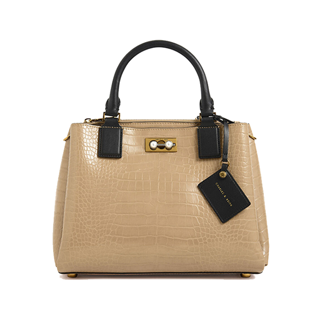 CHARLES & KEITH Croc-Effect Large Structured Bag 1